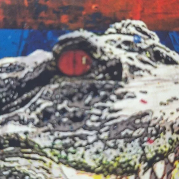 John Margerum Signed Licensed Print Of An Alligator And The America Flag.